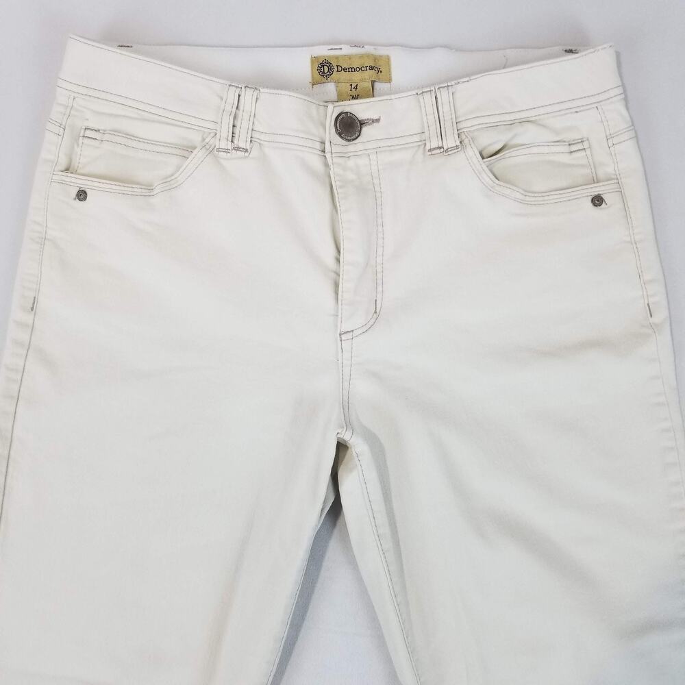 Democracy Jeans Womens 14 White Ab Technology Mid Rise Ankle Raw Hem Stretch - Picture 3 of 11